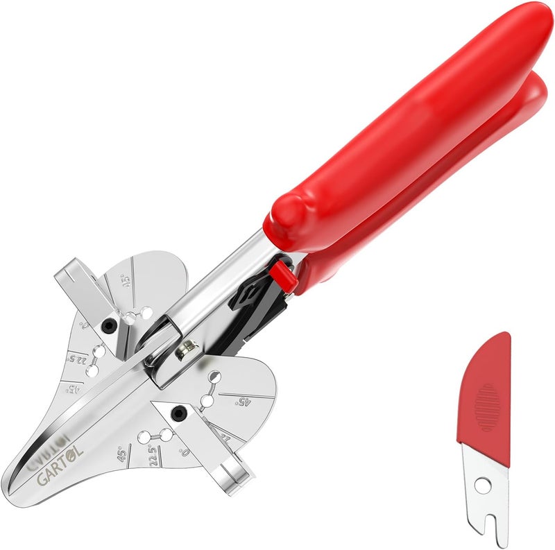 GARTOL Miter Shears 22.5°-135° Adjustable – Precision Angle Cutter for Molding, Shoe Molding, Quarter Round, PVC, Wood Trim, MDF, Heavy-Duty Multi-Angle Cutting Tool with SK5 Steel Blade & Spare Blade - Image 1